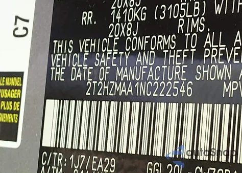 2022 Lexus Rx 350 z USA, uszkodzony, nr VIN 2T2HZMAA1NC222546